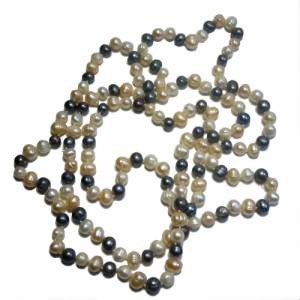 Süßwasser Perlen Collier - dreifarbig - 140 cm Bild 1