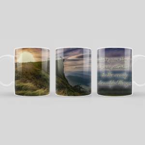Kaffeetasse mit Landschaftsmotiv und Spruch, Spruchtasse als perfekte Geschenkidee, spülmaschinenfeste Tasse aus Keramik Bild 2