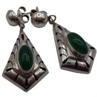Vintage 925 Silber Ohrringe mit grünem Achat Bild 3