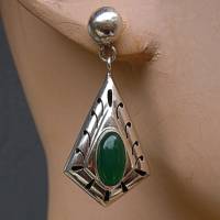 Vintage 925 Silber Ohrringe mit grünem Achat Bild 7