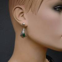 Vintage 925 Silber Ohrringe mit grünem Achat Bild 8