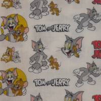 14,50 EUR/m Baumwollstoff Tom & Jerry auf weiß Lizenzstoff Webware 100% Baumwolle Bild 1