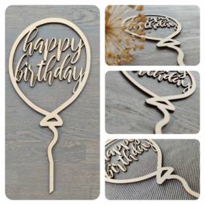 Caketopper Geburtstag, Happy Birthday, Luftballon, Kuchendeko, Geburtstag, Tischdeko, Topper Kuchen, Torte Bild 1
