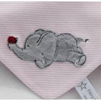 Dreieckswendetuch rose/weiß mit Doodlestickerei Elefant mit Käfer Bild 3