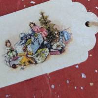 Geschenkanhänger aus Holz - Weihnachten - Faserpapier - Reispapier - Decoupage - Serviettentechnik Bild 6
