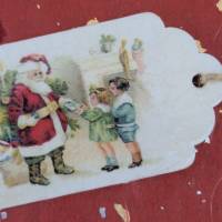 Geschenkanhänger aus Holz - Weihnachten - Faserpapier - Reispapier - Decoupage - Serviettentechnik Bild 8
