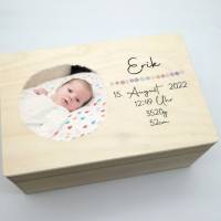 Foto - Erinnerungskiste Baby mit Namen "Punkte" Geburtsdatum Erinnerungsbox für Kinder Bild 6