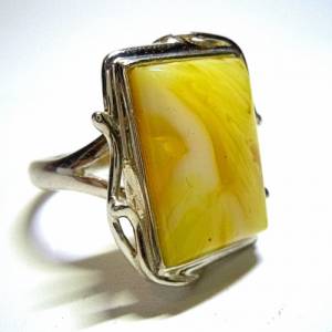 925 Silber Designer Ring mit Butterscotch Bernstein Vintage RG 60 Bild 2