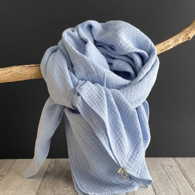 Musselintuch XXL uni | Hellblau "Sky" | Halstuch Stilltuch Babydecke Schal