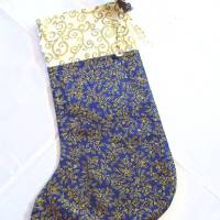 Nikolausstiefel in blau-gold mit Perlenhängern genäht von Hobbyhaus Bild 1
