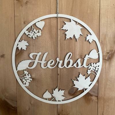 Herbstlicher Holzring für Türkranz – DIY Deko Ring aus 3mm Birkensperrholz, 30x30 cm