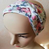 Haarband, Stirnband, Bandeau, Knotenband, Turban-Band, für Damen , Blumen, Jersey Bild 1