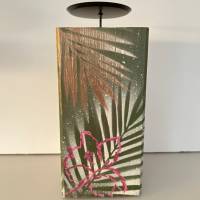 "Palmenblätter grün" Holzkerzenständer Bild 2