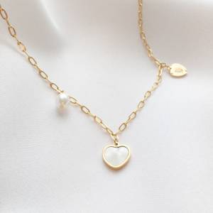 Herz Kette, Herz Halskette Perlmutt, Kette rosegold Herz Anhänger, Geschenk für sie, Weihnachtsgeschenk Frau Bild 7
