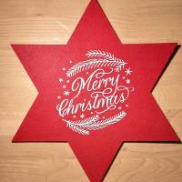 Sternuntersetzer/Platzset aus Filz mit der Aufschrift Merry Christmas, Weihnachten in rot und grau Bild 1