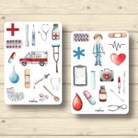 2x Sticker Sheets, Ambulance, Rettungsdienst, Arzt, Aufkleber Planner Stickers, Scrapbook Stickers Bild 1