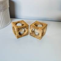 2er Set Design Teelichthalter Cube aus Holz | Holzdekoration für Kerzen aus Massivholz | Eichenholz Teelichthalter Bild 1