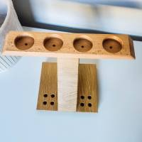 Teelichthalter für 4 Teelichter aus Holz mit Stiftehalter | Holzdekoration für Kerzen aus Massivholz | Eiche Teelichthal Bild 5