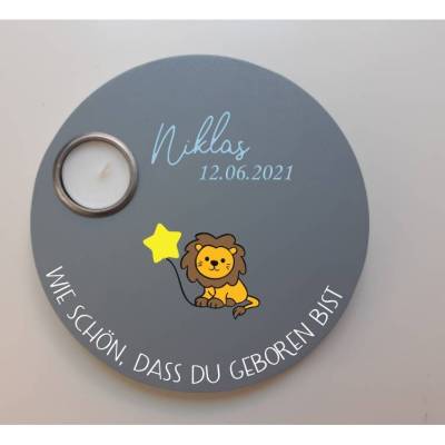 Geburtstagslicht | Geburtstagsbrett grau / Löwe