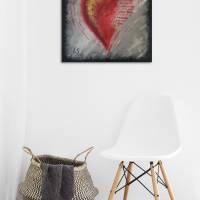 Originales Acryl Wandbild Herz mit Spruch | abstrakte Malerei Liebe| rot grau schwarz | handgemaltes Unikat Bild 5