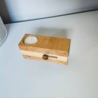Reise Teelichthalter aus Holz mit Zündholzschachtel | Teelicht To Go | Buche und Eiche Teelichthalter Bild 2