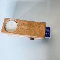 Reise Teelichthalter aus Holz mit Zündholzschachtel | Teelicht To Go | Buche und Eiche Teelichthalter Bild 3