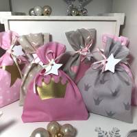 Adventskalender Krone rosa grau Kalender Advent selber befüllen Säckchen Baumwolle Taschen Tüten Türchen Weihnachten Bild 1