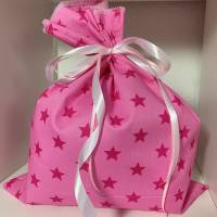 Adventskalender Stern pink Kalender Advent selber befüllen Säckchen Baumwolle Taschen Tüten Türchen Weihnachten Bild 2