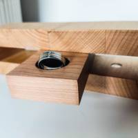 Ringbox aus Holz zur Hochzeit | Ringschatulle mit Personalisierung | Holzbox für Ringe aus Buche und Kirsche Bild 2