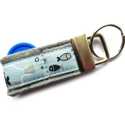 Schlüsselanhänger Anhänger "Flaschenpost" rosa oder hellblau aus Wollfilz und Webband - mit Fach für den Einkauf