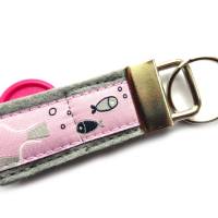 Schlüsselanhänger Anhänger "Flaschenpost" rosa oder hellblau aus Wollfilz und Webband - mit Fach für den Einkauf Bild 5
