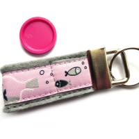 Schlüsselanhänger Anhänger "Flaschenpost" rosa oder hellblau aus Wollfilz und Webband - mit Fach für den Einkauf Bild 7