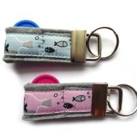 Schlüsselanhänger Anhänger "Flaschenpost" rosa oder hellblau aus Wollfilz und Webband - mit Fach für den Einkauf Bild 9