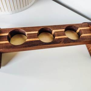 Teelichthalter für 3 Teelichter aus Holz | Holzdekoration für Kerzen aus Massivholz | Nuss und Buche Teelichthalter Bild 3
