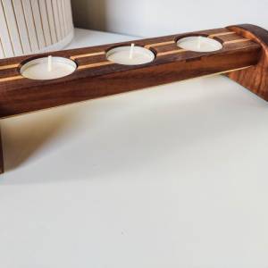 Teelichthalter für 3 Teelichter aus Holz | Holzdekoration für Kerzen aus Massivholz | Nuss und Buche Teelichthalter Bild 5