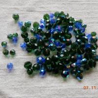 Glasperlen-Set,50 gr.kleine Glasperlen,grün und blau schimmernd, Bild 1