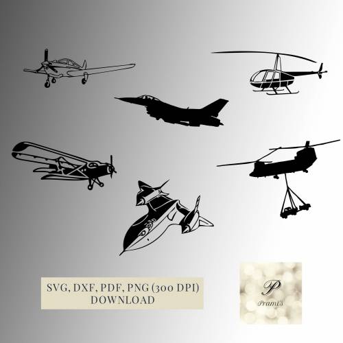 Plotterdatei Flugzeug Bundle für Plotter | SVG Schneidedateien für Cricut Download | Silhouette Designs Plotter Geschenk
