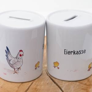 Spardose mit Hühnern, "Eierkasse", ein tolles Geschenk, personalisierbar Bild 2