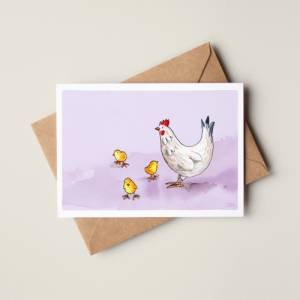 Huhn mit Kücken Postkarte mit Umschlag, Bild 1