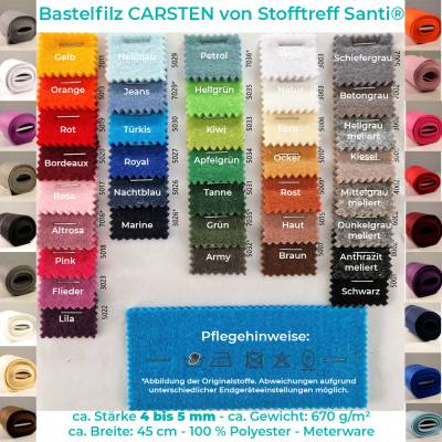 Hochwertiger Bastelfilz CARSTEN von Stofftreff Santi-ca. 5 mm Stärke- ca. 670g/qm-Taschenfilz-ca. 45 cm breit-25 cm