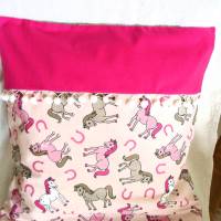 Kissenhülle Kinderkissenhülle Pferdchen in rosa genäht von Hobbyhaus Bild 3