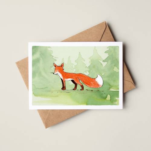 Fuchs Postkarte mit Umschlag,