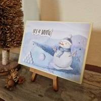 Weihnachtskarte mit Schneemann - Schneebälle - Let it Snow Bild 3