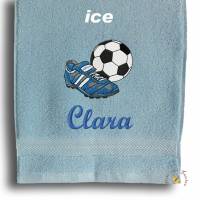 Besticktes personalisiertes Handtuch Duschtuch Gästetuch Fußball Stickerei Frotteetuch mit Namen Geburtstagsgeschenke Bild 2