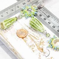 lässige florale ohrringe, geschenk, brautschmuck, keramik, glasperlen, grün, blau Bild 5