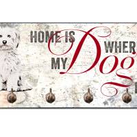 Hundegarderobe HOME IS WHERE MY DOG IS mit Malteser Bild 1