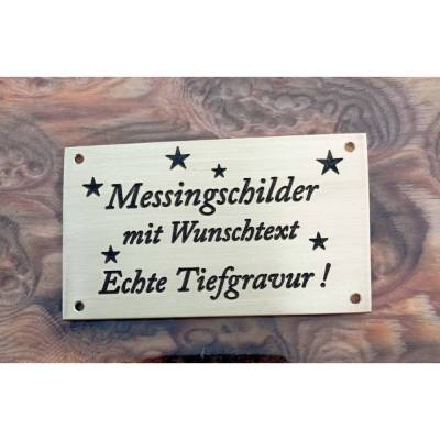 Metallschild aus Messing, 2mm dick, Messingschild personalisiert mit Wunschgravur (echte Tiefgravur)