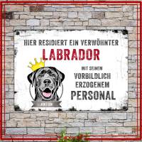 Hundeschild VERWÖHNTER HUND (Labrador) mit Hundename, wetterbeständiges Warnschild Bild 2