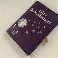 Personalisiertes Tagebuch aus Filz mit Schloß Pusteblume Bild 2