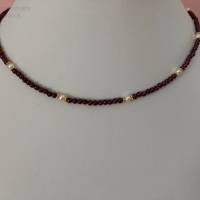 Rote Granatkette mit Perlen, Geschenk für Frauen, Brautschmuck, Trachtenschmuck, Handarbeit aus Bayern Bild 1